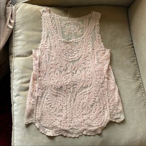 Pink crochet tank top
